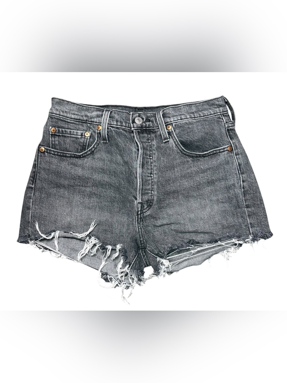 Levi’s 501 High Rise Distressed Cutoff Denim Shorts Faded Black W28